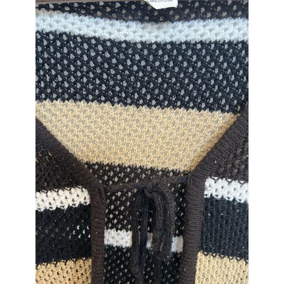 Vintage Y2K Rave Womens Knit Sweater Cardigan Duster Size M Striped Coachella - Picture 7 of 14